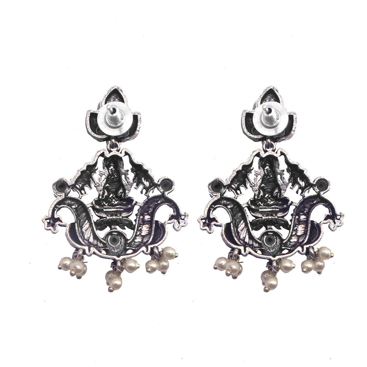 Teejh Odika Black Stone Temple Work Necklace Set