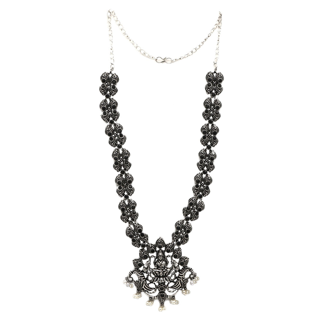 Teejh Odika Black Stone Temple Work Necklace Set