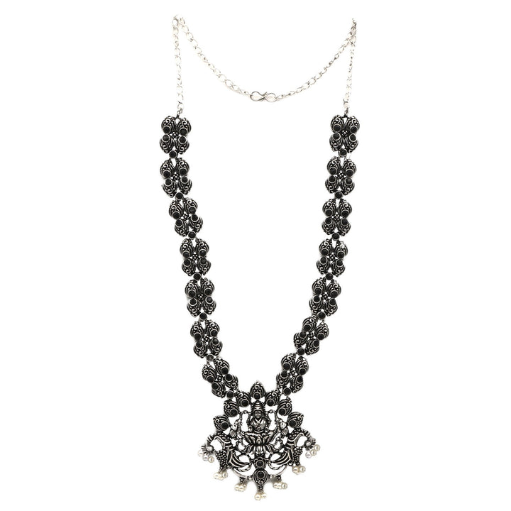 Teejh Odika Black Stone Temple Work Necklace Set