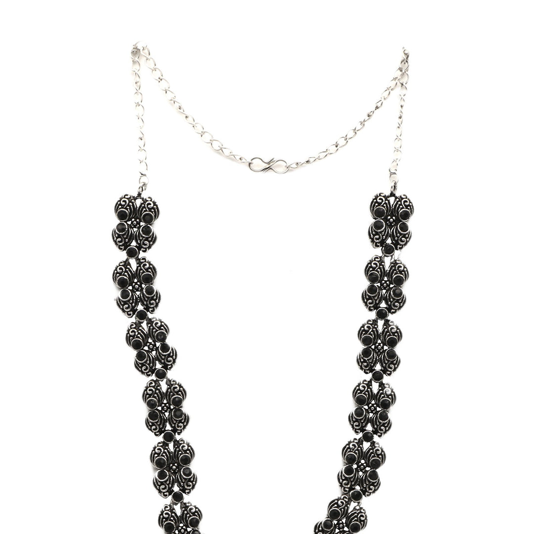 Teejh Odika Black Stone Temple Work Necklace Set