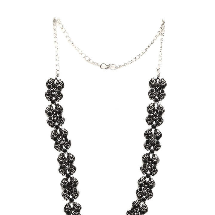 Teejh Odika Black Stone Temple Work Necklace Set