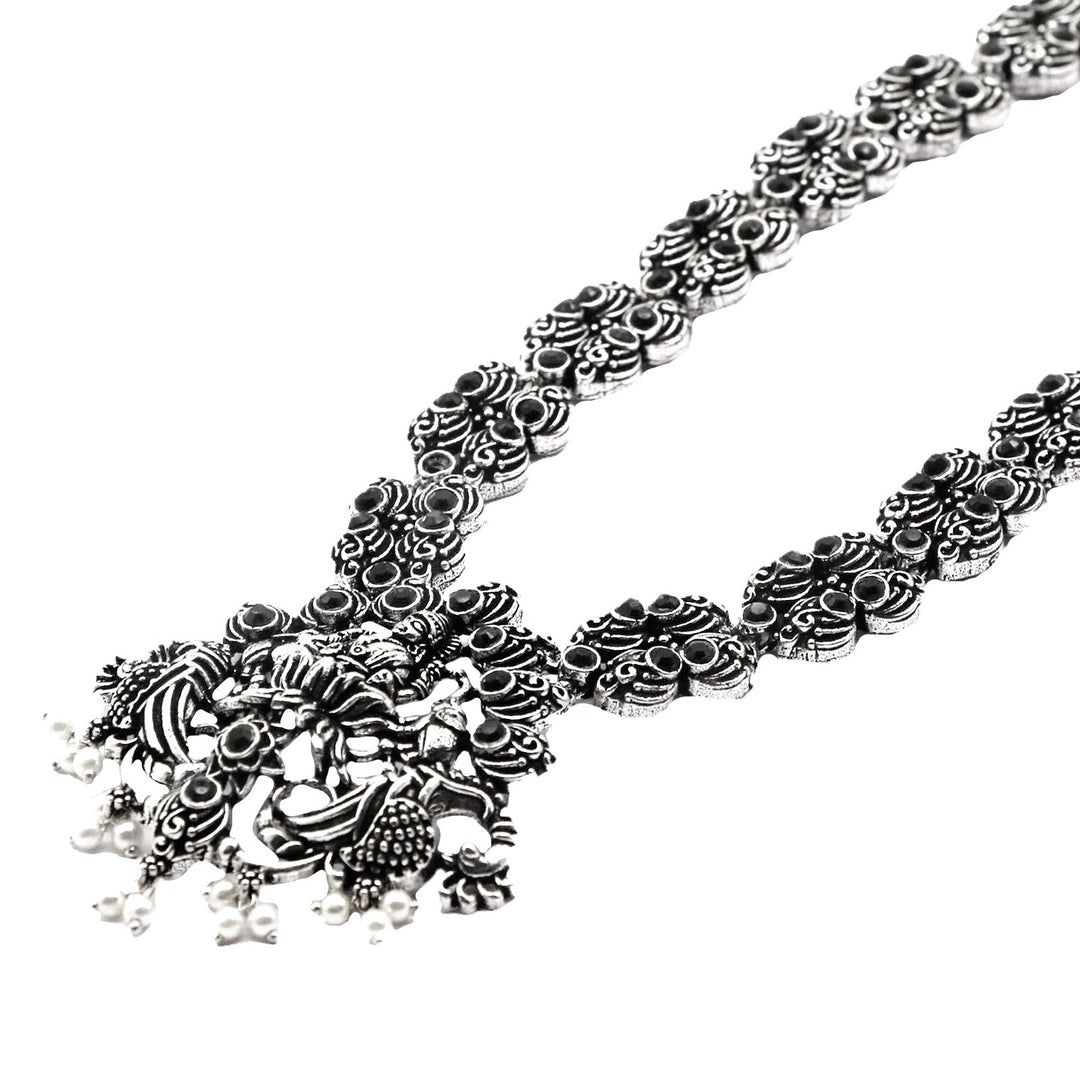 Teejh Odika Black Stone Temple Work Necklace Set