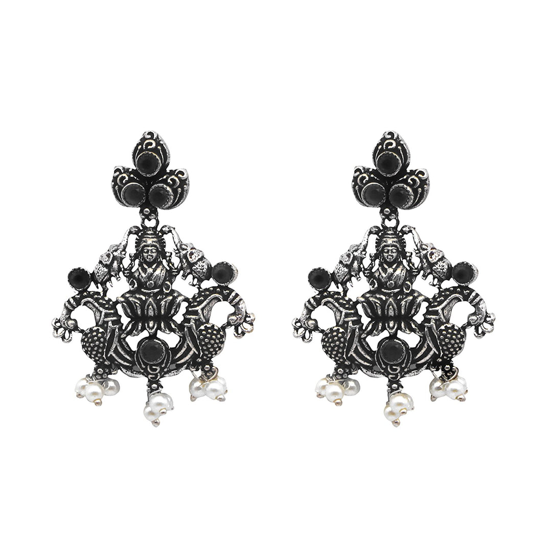 Teejh Odika Black Stone Temple Work Necklace Set