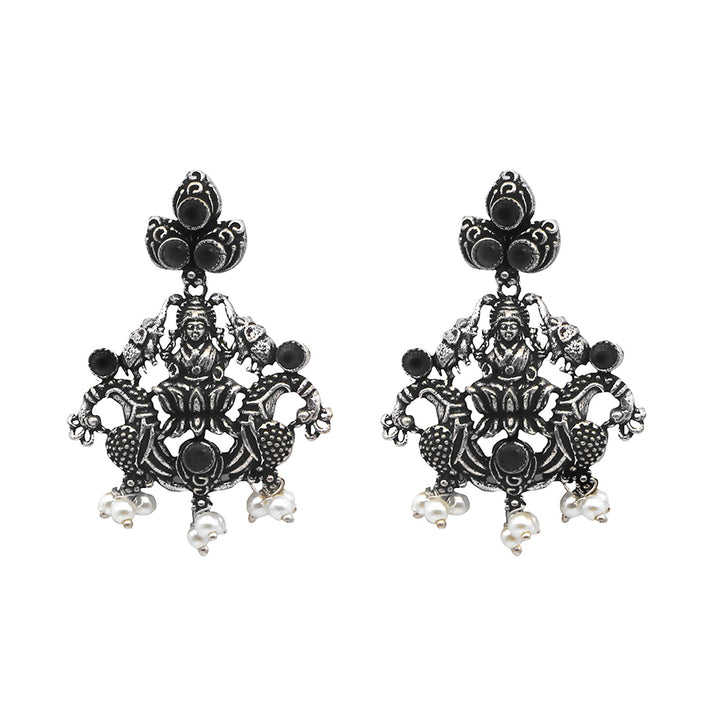 Teejh Odika Black Stone Temple Work Necklace Set