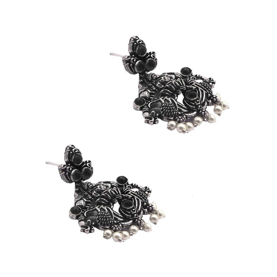 Teejh Odika Black Stone Temple Work Necklace Set