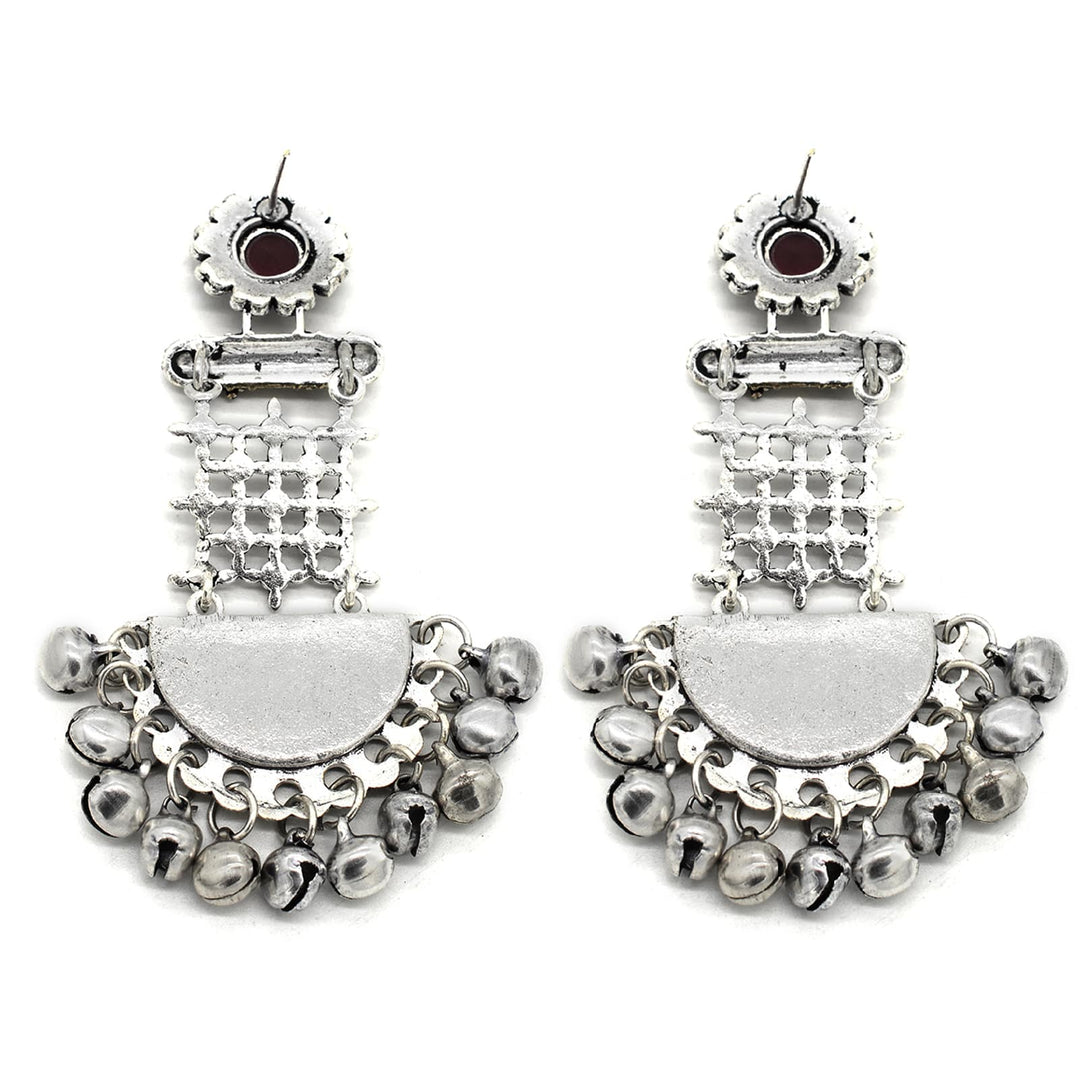 Geometric Red Dual Tone Earrings - Joker & Witch