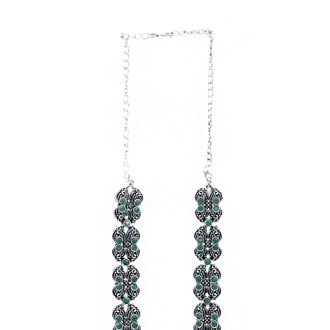 Teejh Rachita Green Stone Temple Work Necklace Set