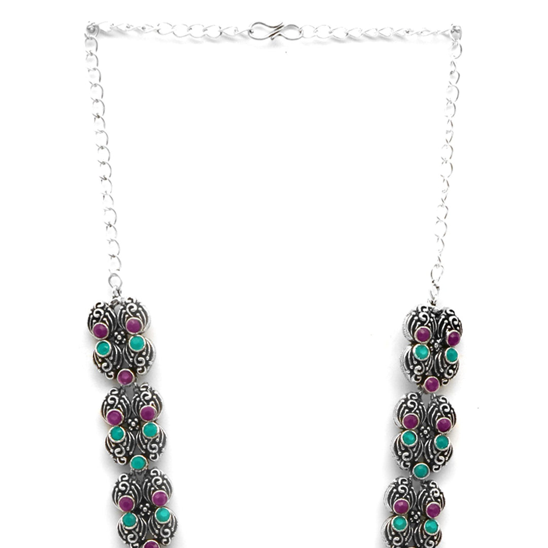 Teejh Ridhi Multi Colored Temple Work Necklace Set