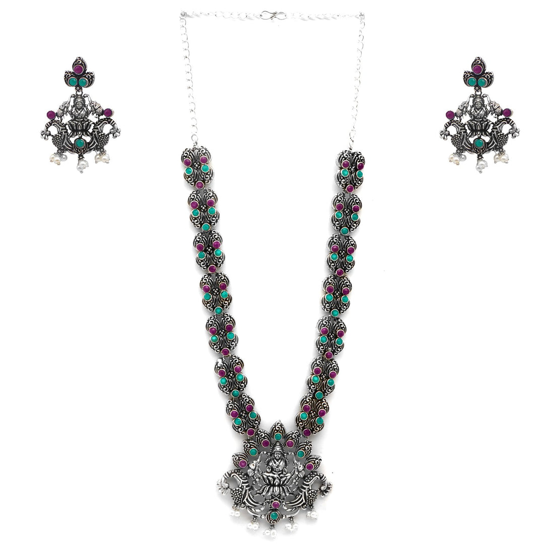 Teejh Ridhi Multi Colored Temple Work Necklace Set