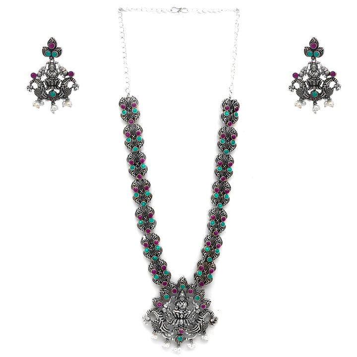 Teejh Ridhi Multi Colored Temple Work Necklace Set