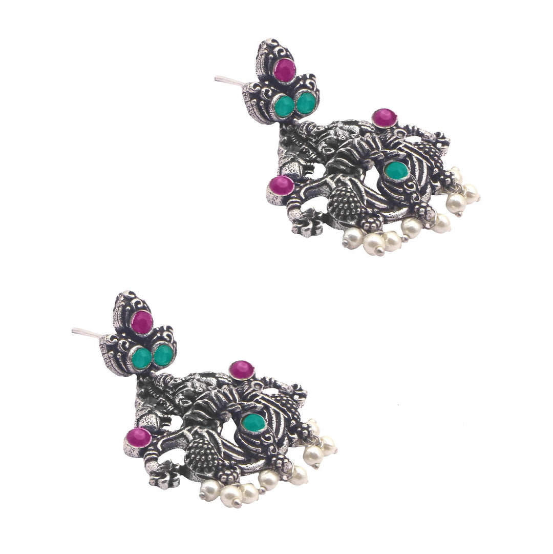 Teejh Ridhi Multi Colored Temple Work Necklace Set