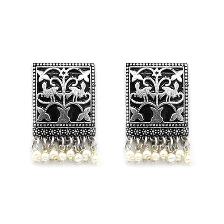 Miniature Black Enamel Silver Earrings - Joker & Witch