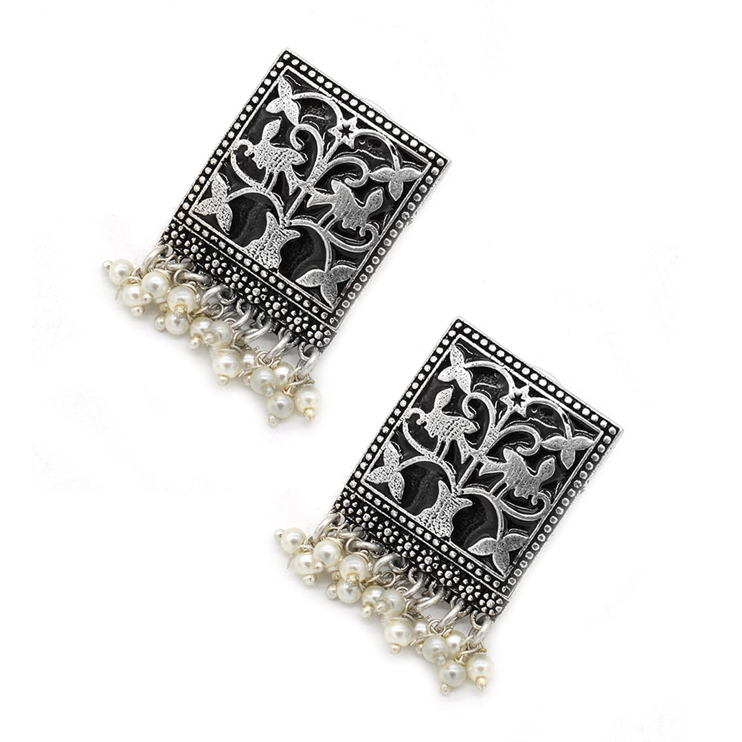 Miniature Black Enamel Silver Earrings - Joker & Witch