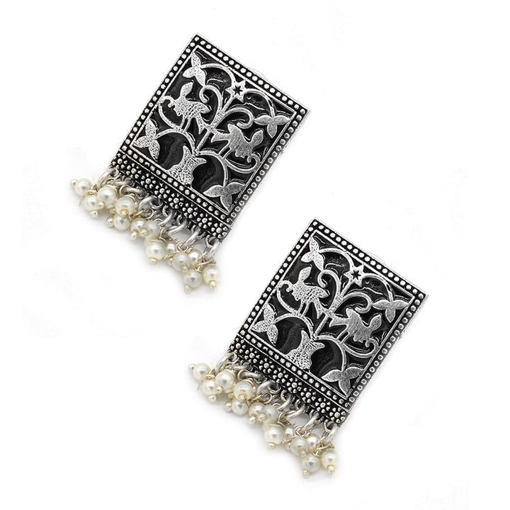 Miniature Black Enamel Silver Earrings - Joker & Witch