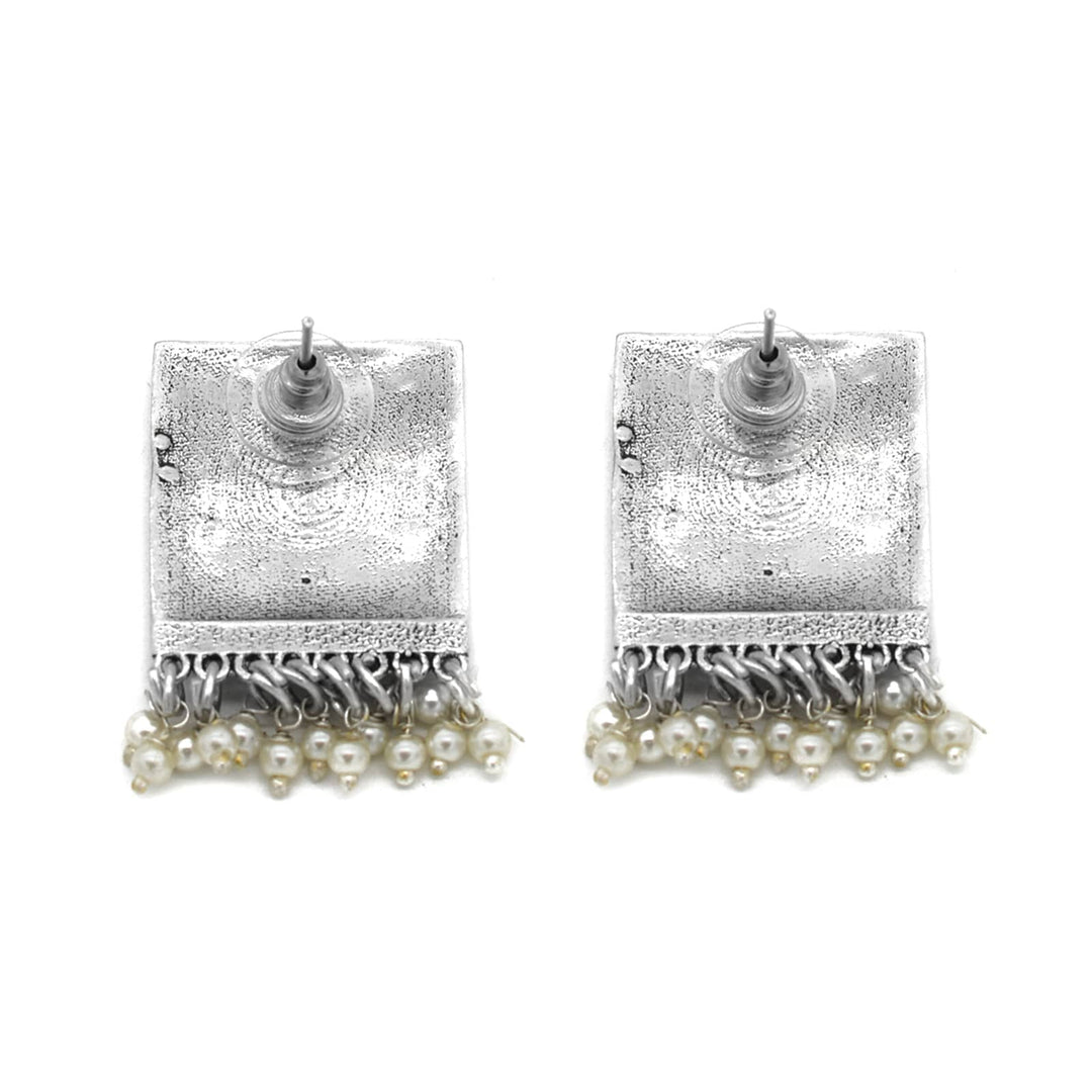 Miniature Black Enamel Silver Earrings - Joker & Witch