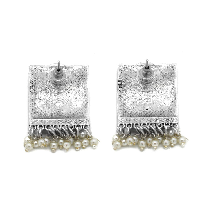 Miniature Black Enamel Silver Earrings - Joker & Witch