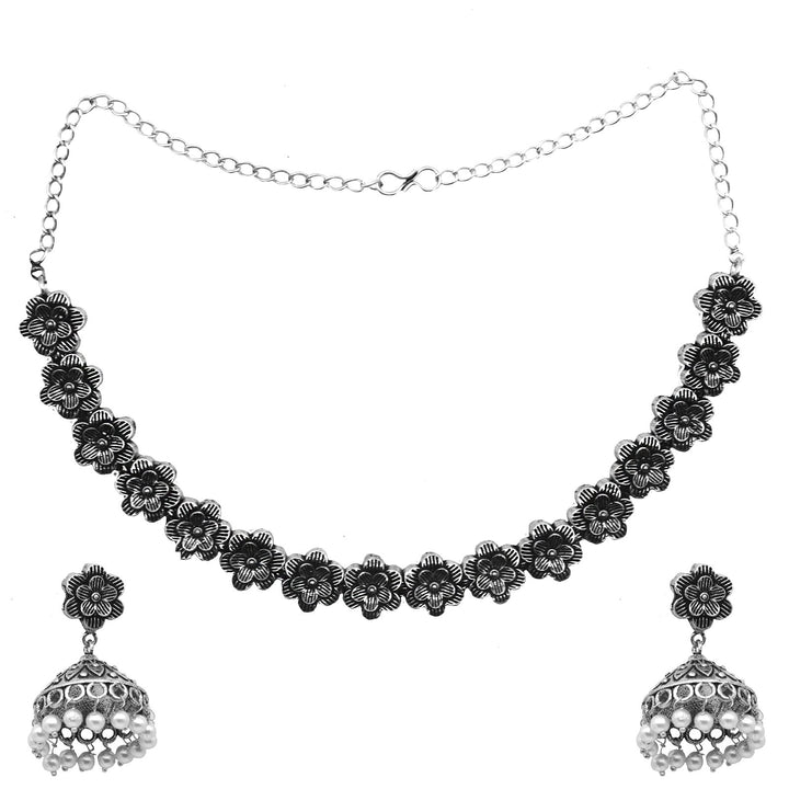 Teejh Shachi Floral Metallic Necklace Set