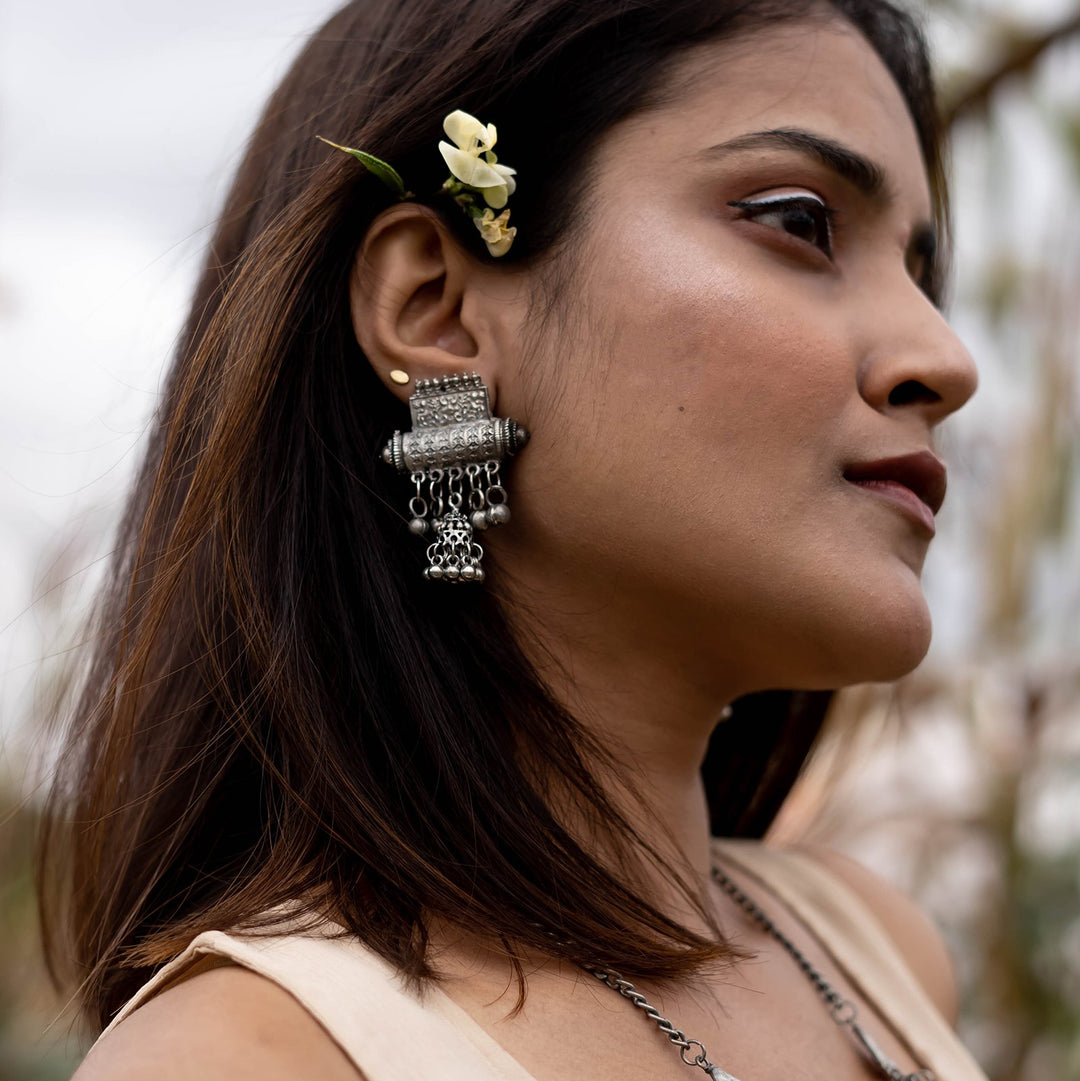 Teejh Rihana Ethnic Silver Oxidised Necklace Set