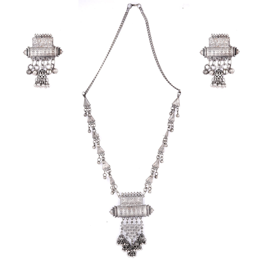 Teejh Rihana Ethnic Silver Oxidised Necklace Set