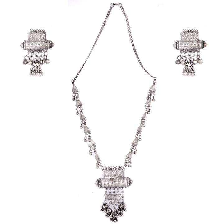 Teejh Rihana Ethnic Silver Oxidised Necklace Set