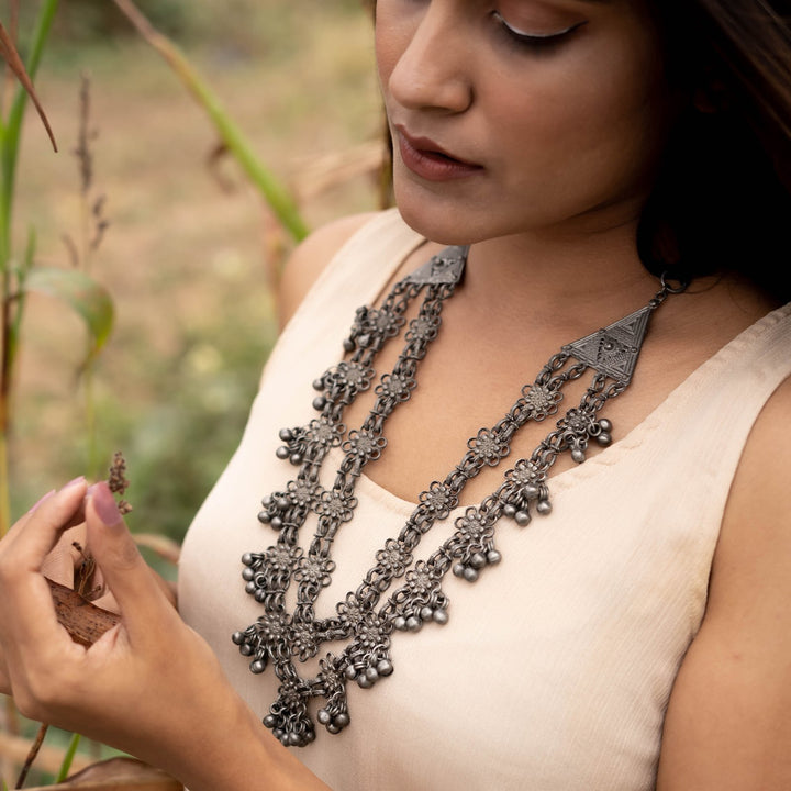 Teejh Rua Antique Silver Polish Long Necklace