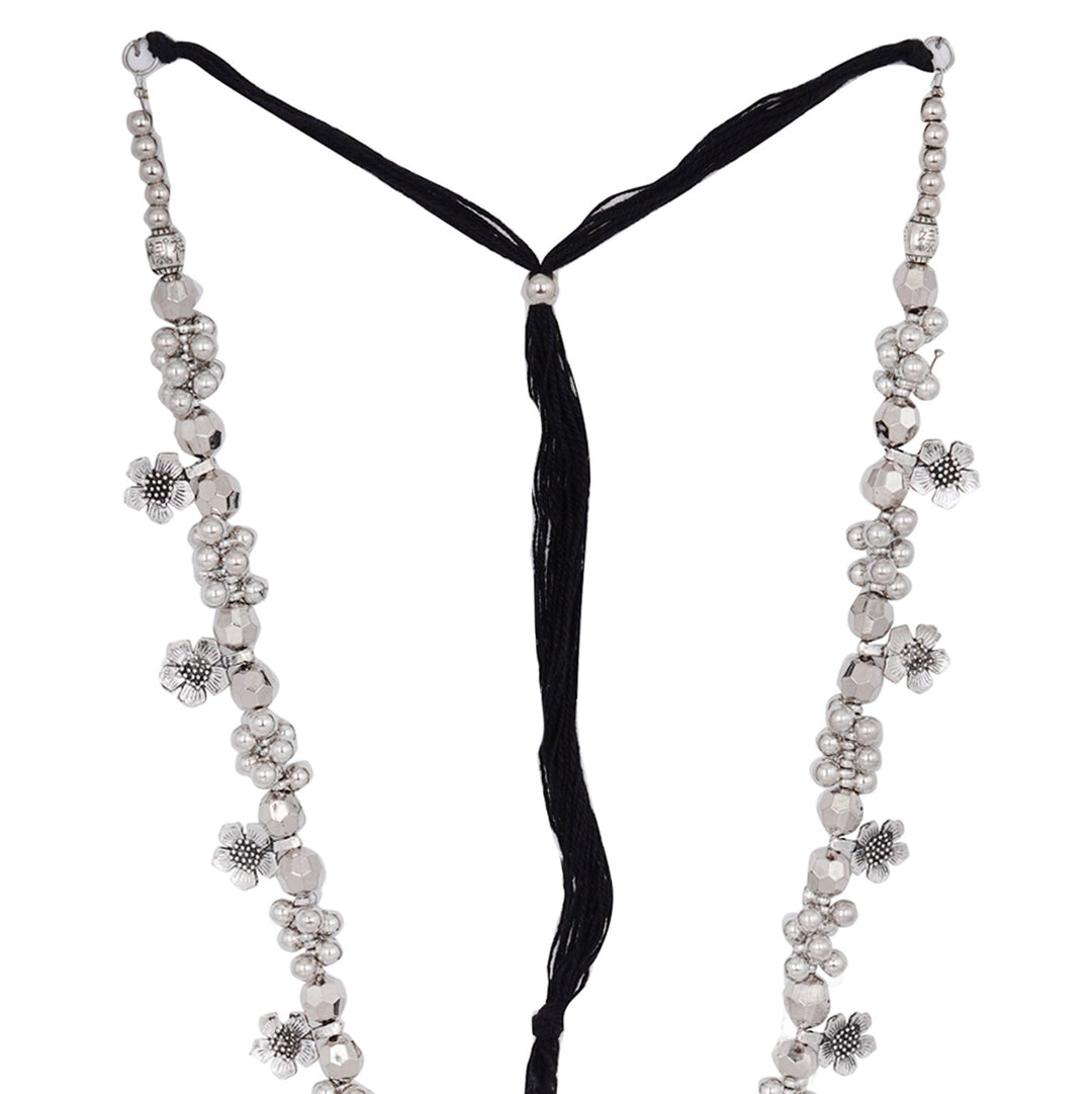 Teejh Nihan Ethnic Silver Oxidised ghungroo Long necklace