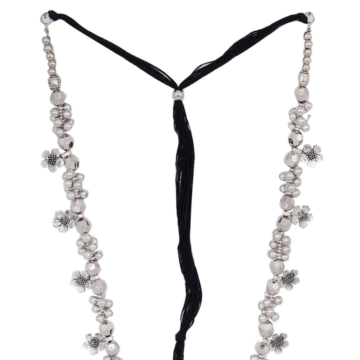Teejh Nihan Ethnic Silver Oxidised ghungroo Long necklace