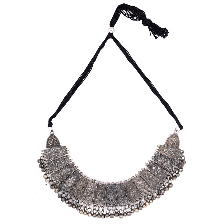 Teejh Mihira Ethnic Silver Oxidised Choker Necklace Set