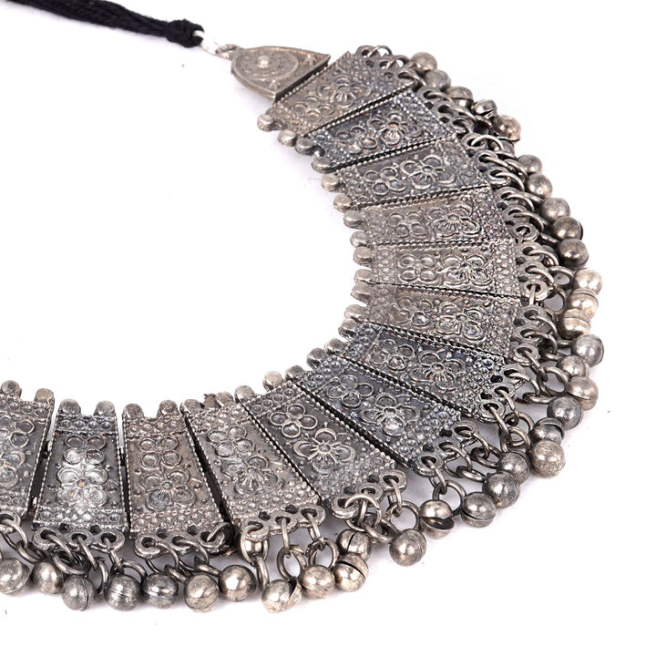 Teejh Mihira Ethnic Silver Oxidised Choker Necklace Set