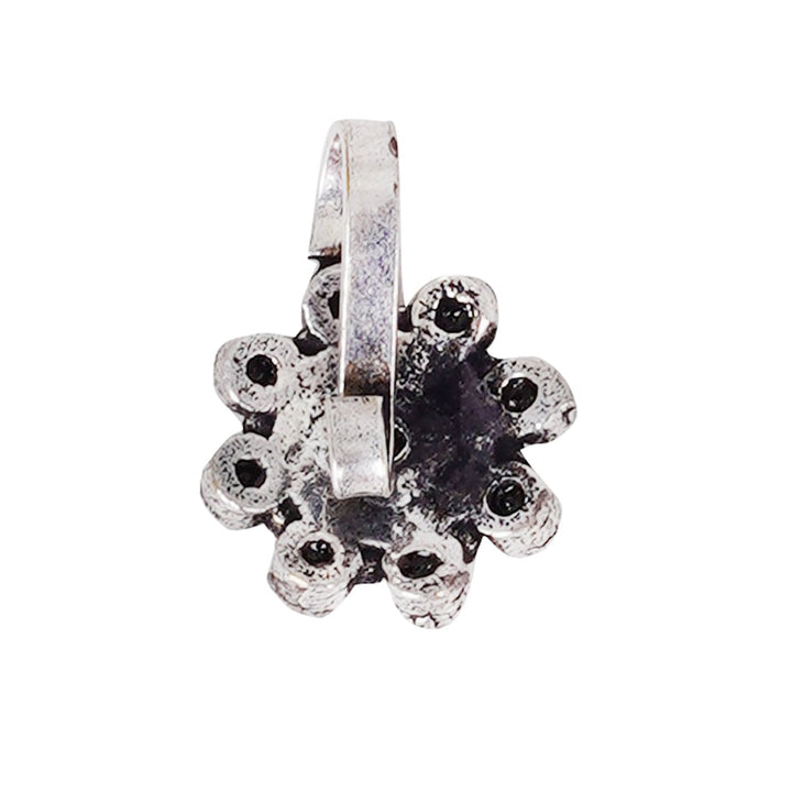 Teejh Aagamya Black Stone Ethnic Silver Oxidised Nose Pin