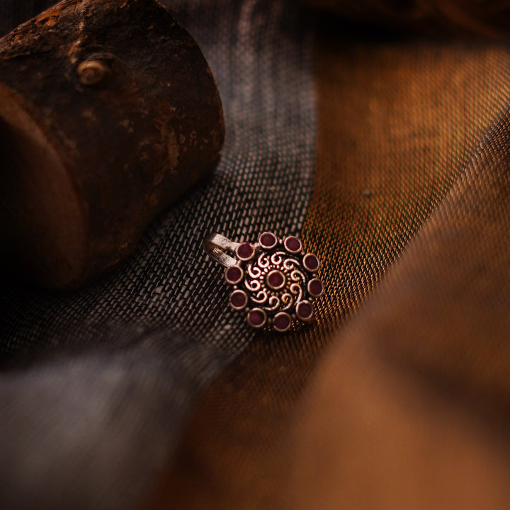 Teejh Soumya Red Stone Nose Pin