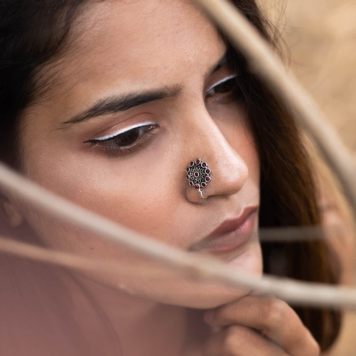 Teejh Soumya Red Stone Nose Pin