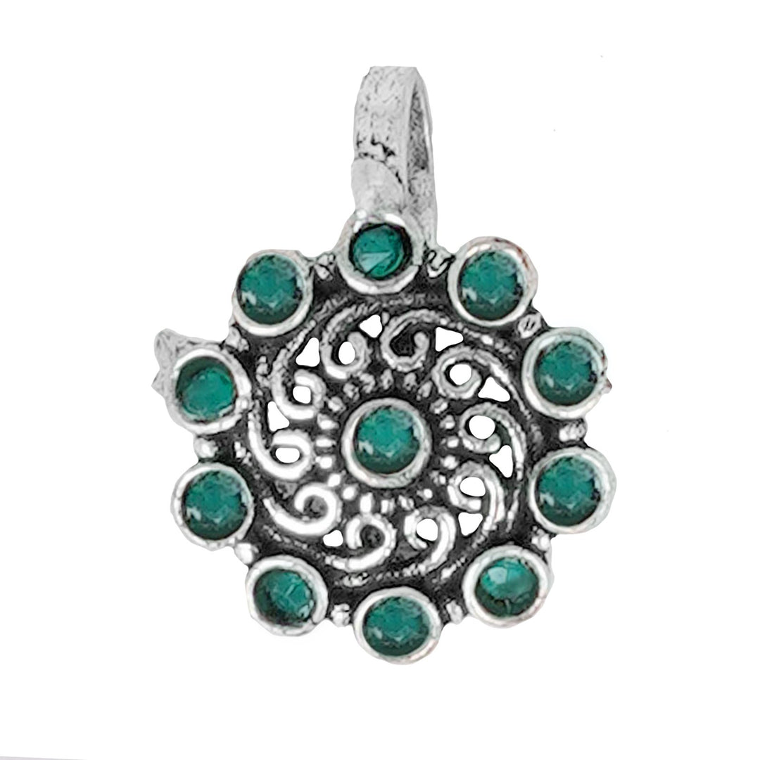 Teejh Soumya Green Stone Nose Pin
