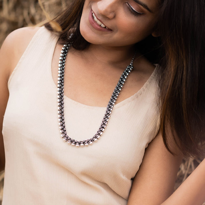 Teejh Anwita Long Ethnic Silver Oxidised Necklace