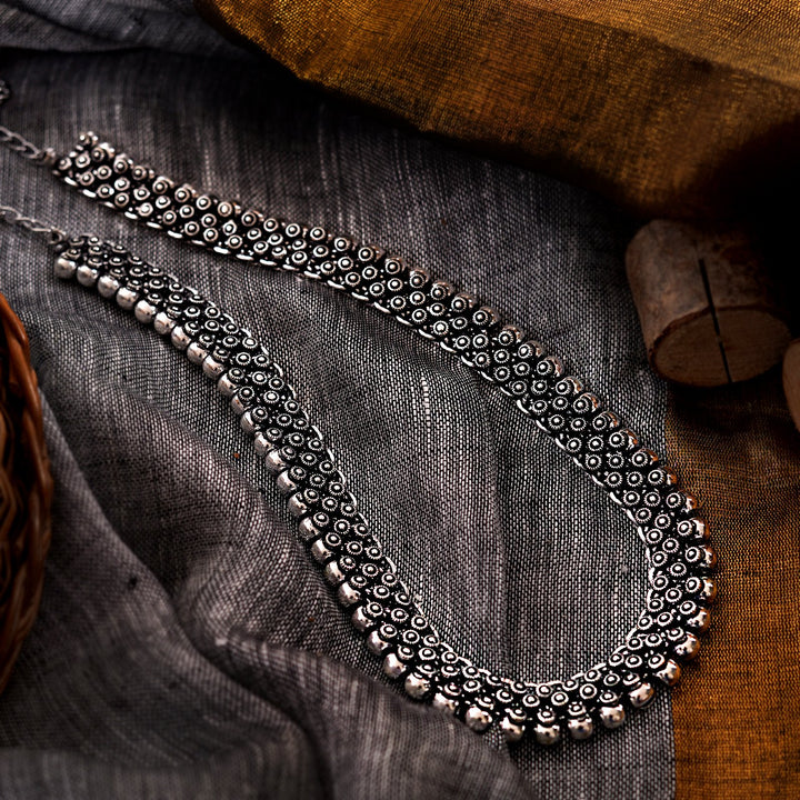 Teejh Aanshi Long Ethnic Silver Oxidised Necklace