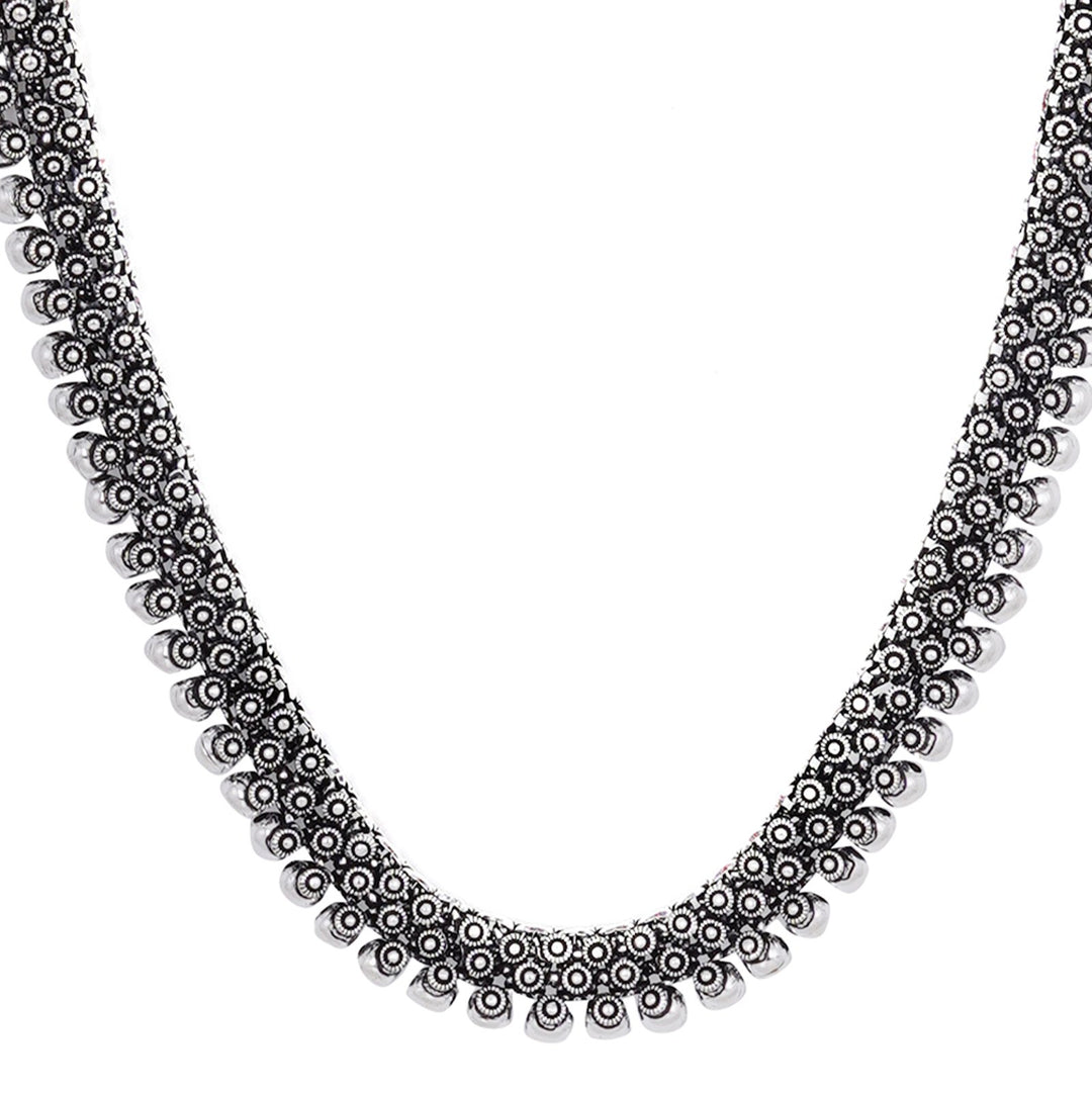 Teejh Aanshi Long Ethnic Silver Oxidised Necklace
