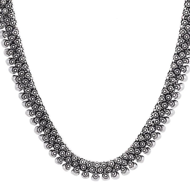 Teejh Aanshi Long Ethnic Silver Oxidised Necklace