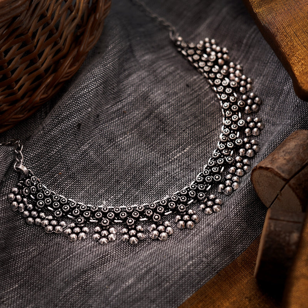 Teejh Praanvi Ethnic Silver Oxidised Choker Necklace