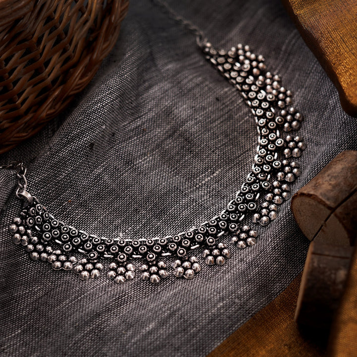 Teejh Praanvi Ethnic Silver Oxidised Choker Necklace