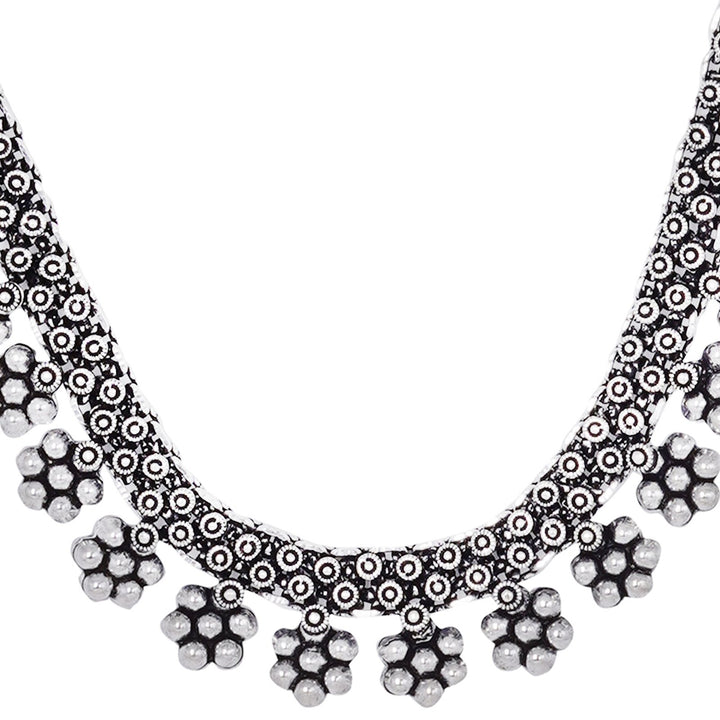 Teejh Praanvi Ethnic Silver Oxidised Choker Necklace