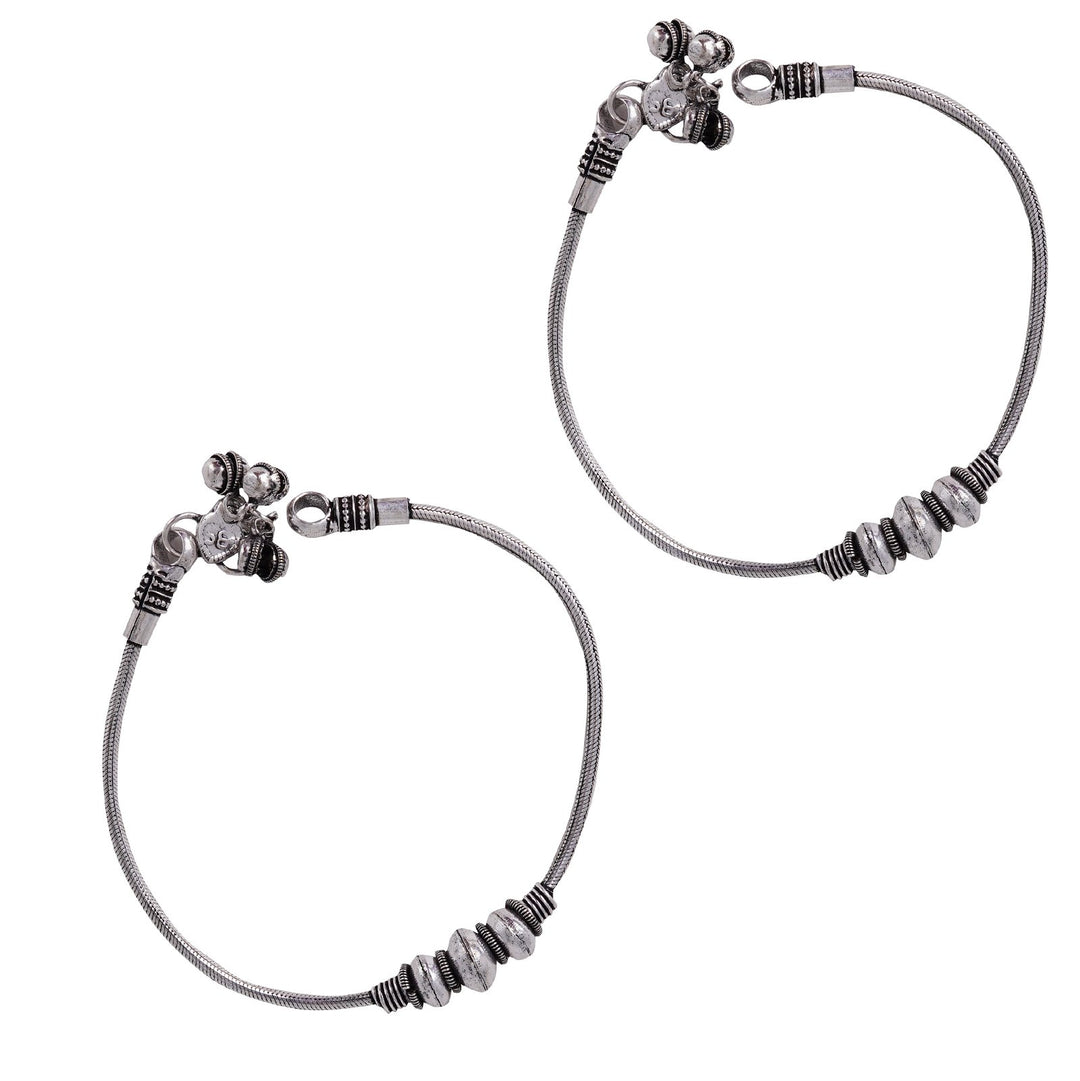 Teejh Sejal Ethnic Silver Oxidised Anklets