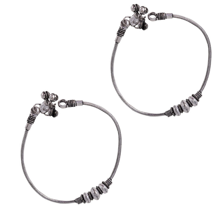 Teejh Sejal Ethnic Silver Oxidised Anklets