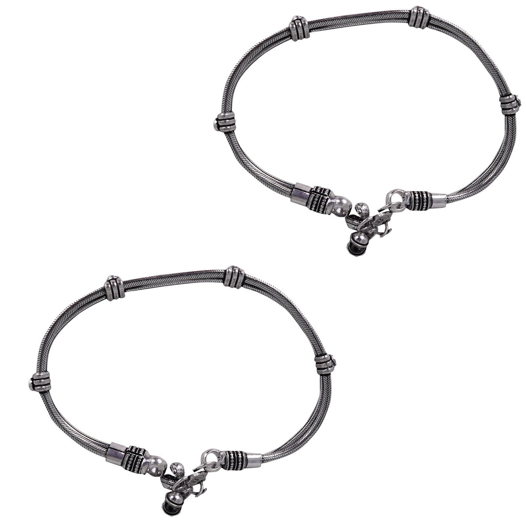 Teejh Chirasvi Ethnic Silver Oxidised Anklets