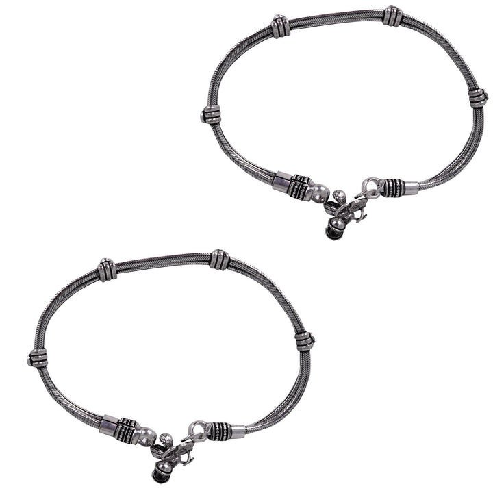 Teejh Chirasvi Ethnic Silver Oxidised Anklets