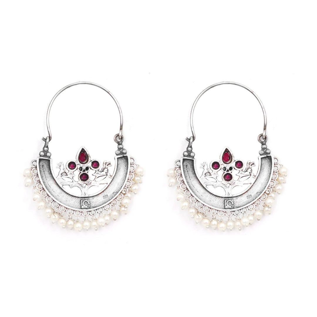Teejh Saara Floral Red Stone Hoop EarTeejh Rings