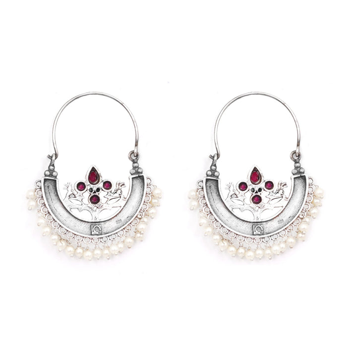 Teejh Saara Floral Red Stone Hoop EarTeejh Rings
