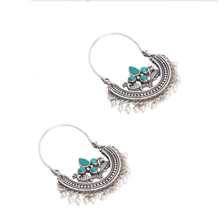Teejh Saara Floral Green Stone Hoop EarTeejh Rings