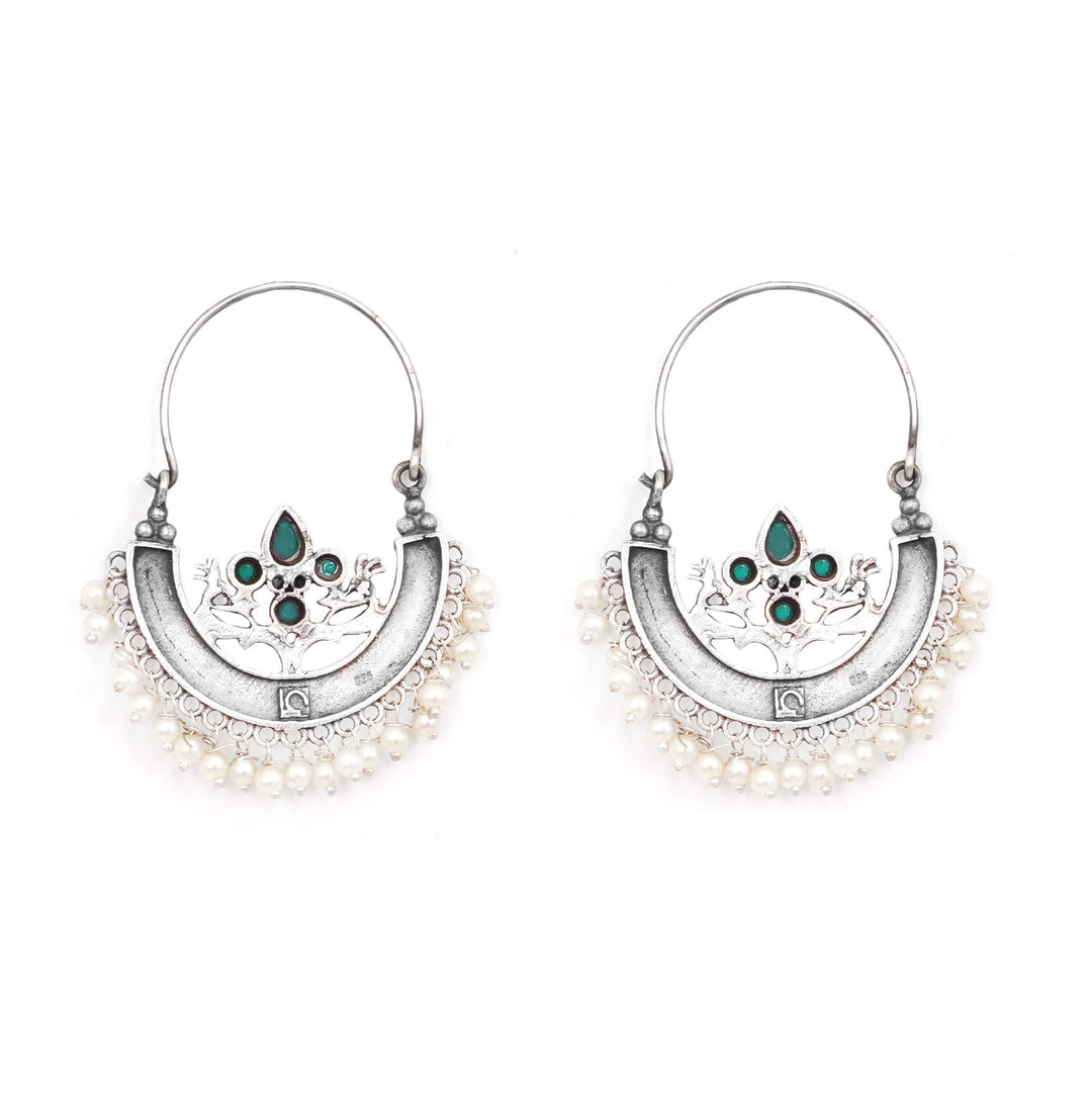 Teejh Saara Floral Green Stone Hoop EarTeejh Rings