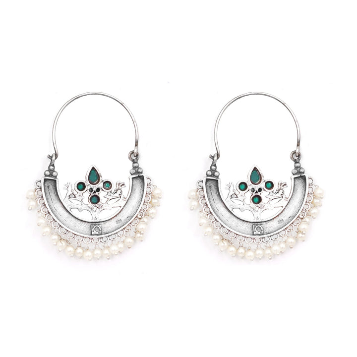 Teejh Saara Floral Green Stone Hoop EarTeejh Rings