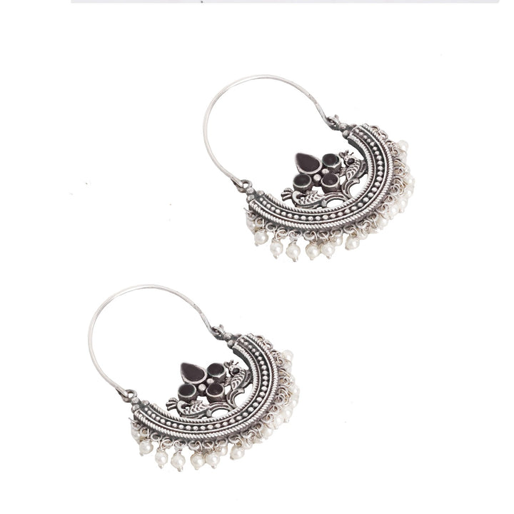 Teejh Saara Floral Black Stone Hoop EarTeejh Rings